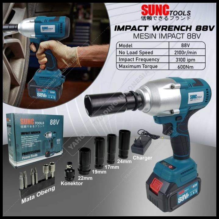 Mesin Impact Wrench Baterai Kunci Shock Pas 88Vf 88V SUNC TOOLS