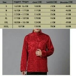 Cheongsam Pria Lengan Panjang Motif Bolak Balik