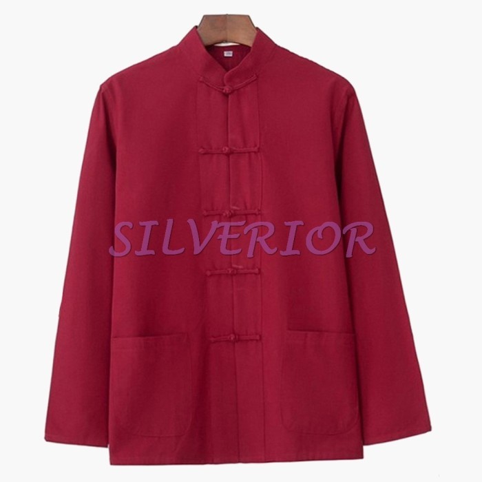 Baju Tradisional Cheongsam Cina Oriental Pria Laki Lelaki Dewasa Merah