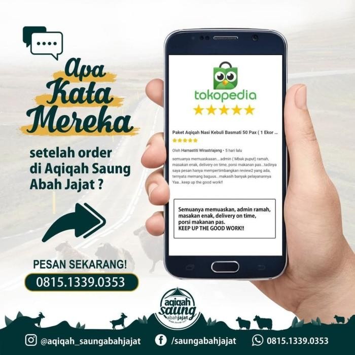 

Paket Aqiqah Prasmanan ( Hewan Masak ) - 1 Ekor Kambing 50 Porsi Terlaris 100 % Original