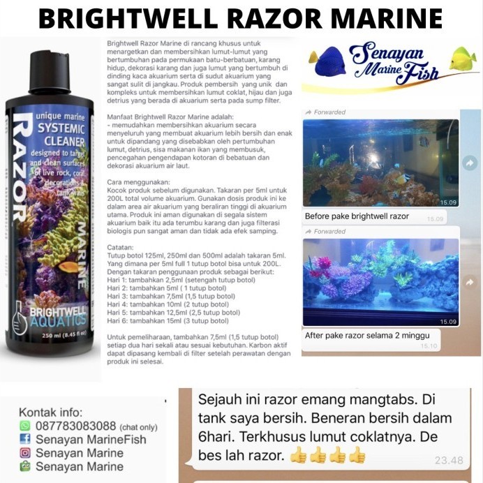 TERBARU BRIGHTWELL RAZOR 250ml (pembersih akuarium laut) PROMO