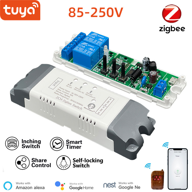 Tuya Smart Zigbee 2 Channel 85-250V 3 Mode Zigbee Switch