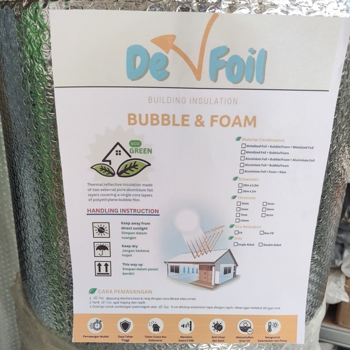 Alumunium Bubble Foil Peredam Panas Atap Rumah 4mm Double Side