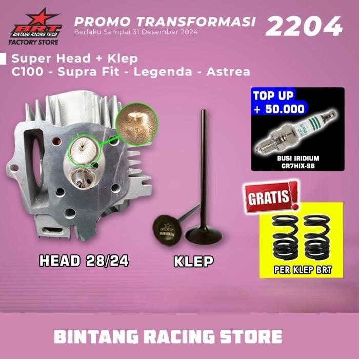 Cylinder Head 28/24 Brt Honda C100 / Supra Fit / Legenda / Astrea New 100 % Original