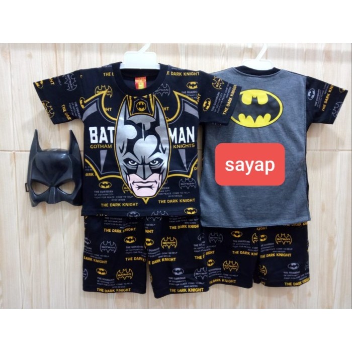 HEMAT BAJU ANAK LAKI MOTIF BATMAN SAYAP/ SETELAN BAJU BATMAN SAYAP TERBARU