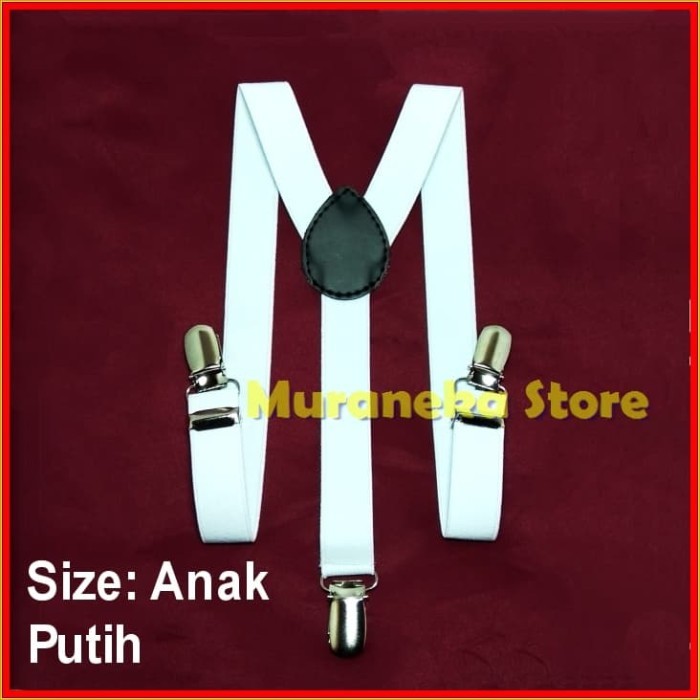 Suspender Anak Bretel Putih Baju Polos Setelan Tali Kodok Jojon Balita