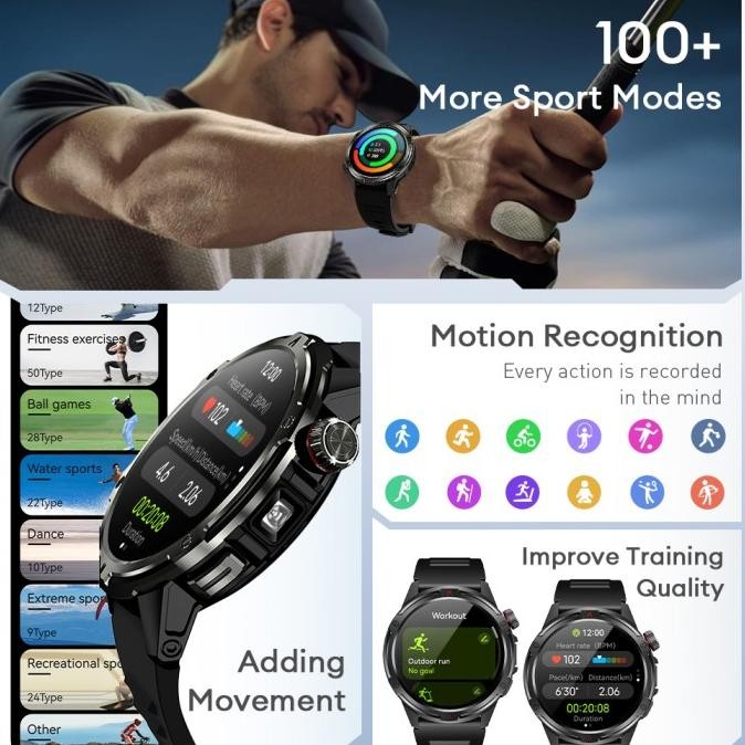 Aolon Tetra R4 Smartwatch Layar Amoled Cover Lock Detak Jantung Oksigen Darah Kompas AOD Smartwatch