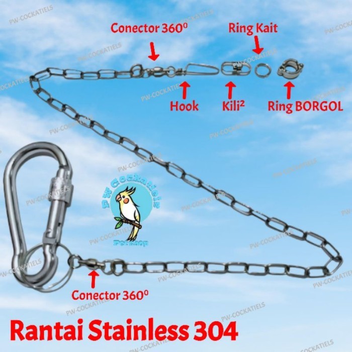 Populer Rantai dan Ring Borgol Burung IRN Indian Ringneck Lutino Ring
