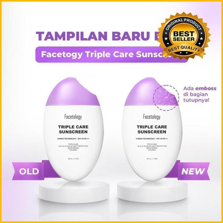 [Bundling 2Pcs] Facetology Triple Care Sunscreen Spf 40 Pa +++ 40Ml New 100 % Original
