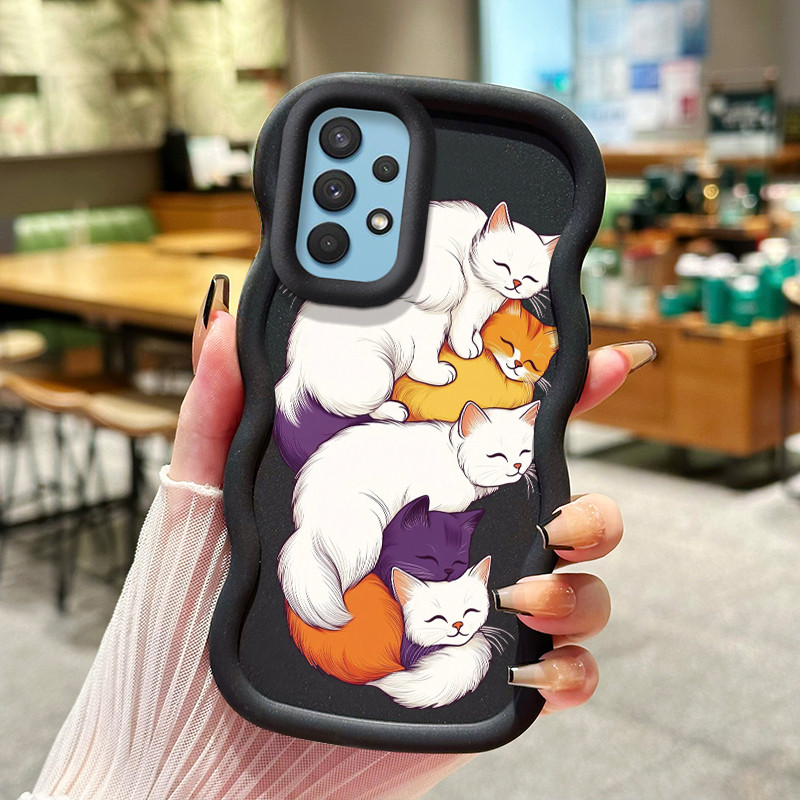Casing Hp Untuk Samsung A32 Case pola Kucing Berbulu Warna macaron tekstur lembut softcase batas gel