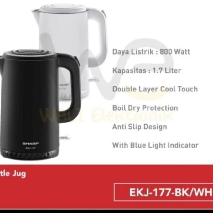 KETTLE JUG EKJ177 BK/WH/KETTLE LUSTRIK PEMANAS AIR EKJ177-HITAM
