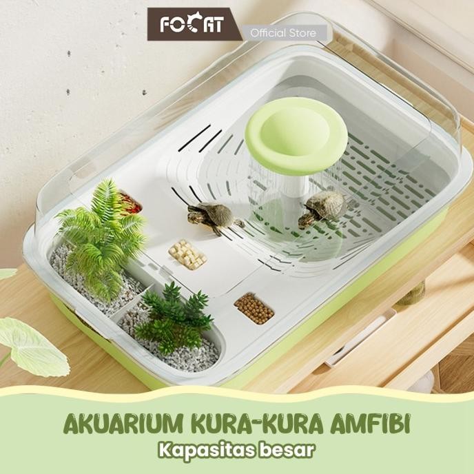 Focat Rumah Kura Kura Akuarium Kura Kura F32 Turtle Tank Kandang Aquarium Kura Kura Lengkap Dengan A