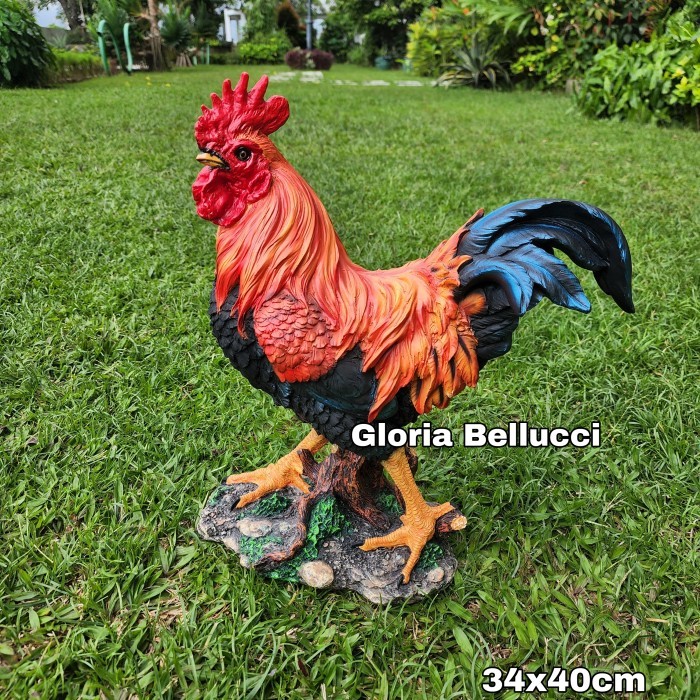 Patung Ayam Jago Jantan Besar Pajangan Rumah Dekorasi Taman Kebun New