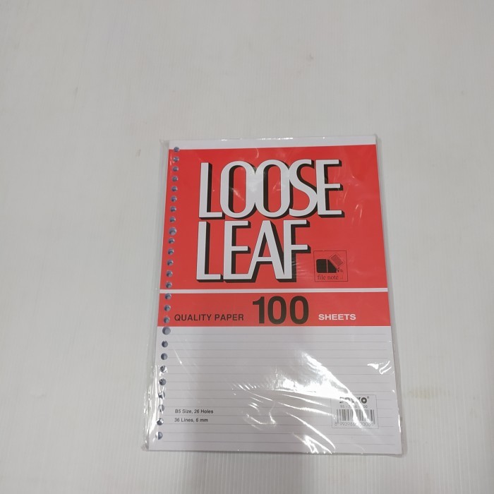 

Loose Leaf B5 isi 100 sheets Joyko ( 26 holes, 36 lines, 6mm )