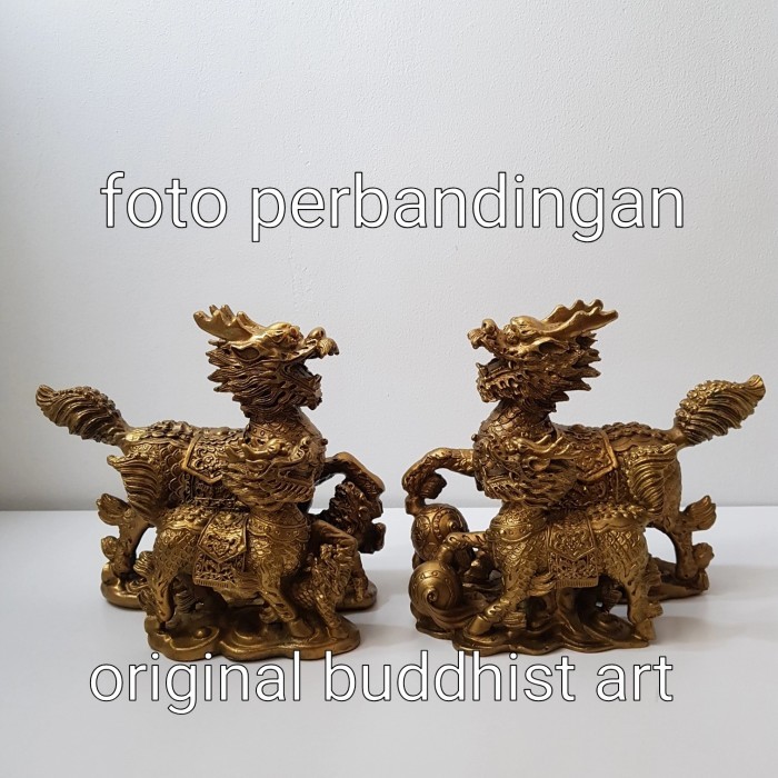 Patung Kilin Fengshui Logam Kuningan Sedang Original