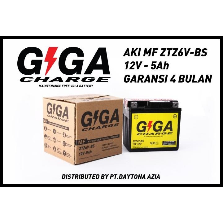 Aki GIGA CHARGE ZTZ6V-BS 12V-5Ah Vario 125/150, Satria FU 150 Daytona
