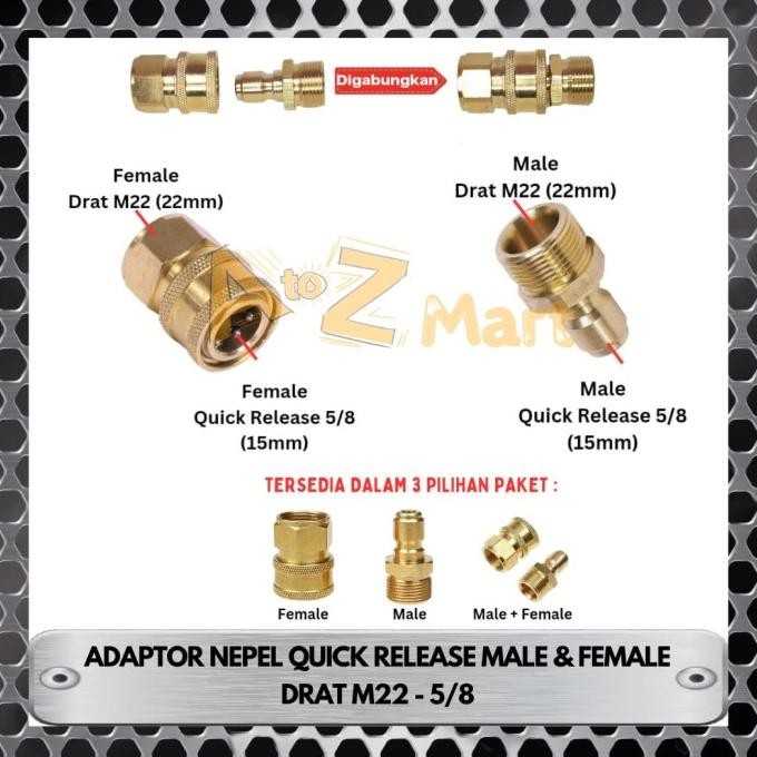 Promo NEPEL NIPLE SAMBUNGAN QUICK RELEASE ADAPTOR ADAPTER KONEKTOR CONNECTOR KOPLER COUPLER NEPEL QU