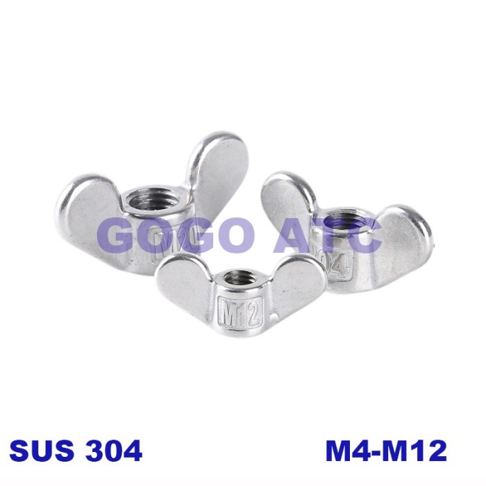 high quality 304 stainless steel butterfly nut ingot nut M4-12 ear wing nut hand twisted disc female