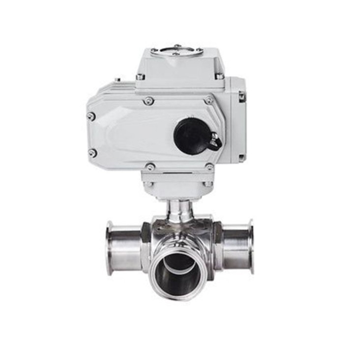 Clamp Type Electric Three-way Ball Valve T Type L Type Sanitary O.D 89mm Quick-loading Stainless Ste