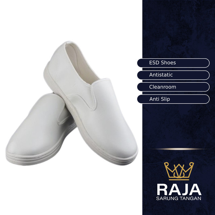 Sepatu Antistatik Tertutup Putih / Esd Antistatik Shoes Meshless Putih / Sepatu Esd Murah
