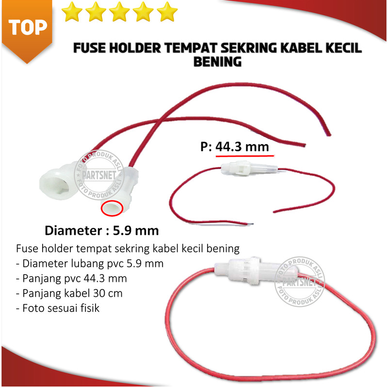 Fuse holder tempat sekring kabel kecil bening