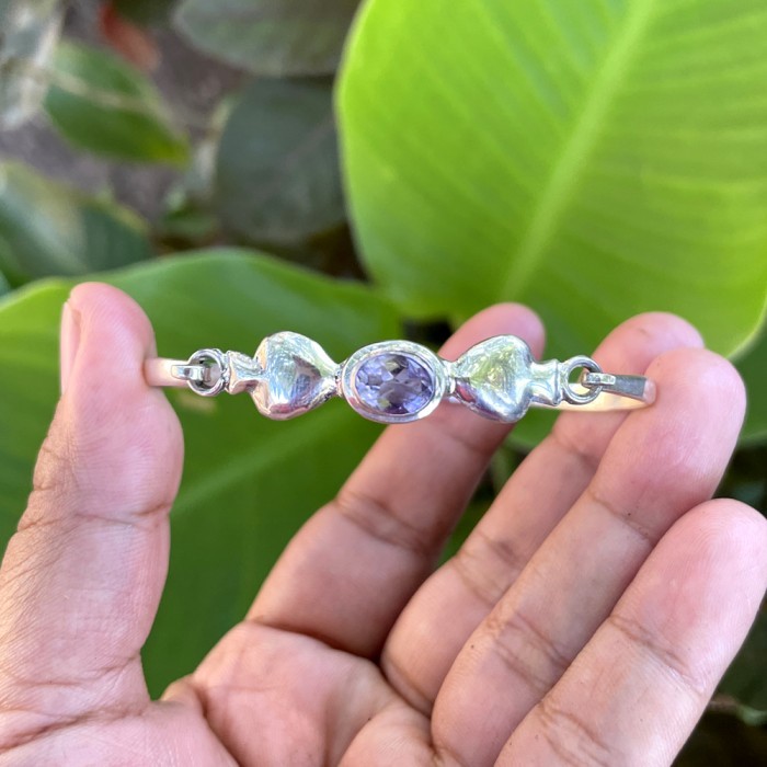 Readyyy Gelang Bracelet Bangle Perak Silver Bali Asli 925 Kait Pita Batu Permata Blue Topaz Garnet