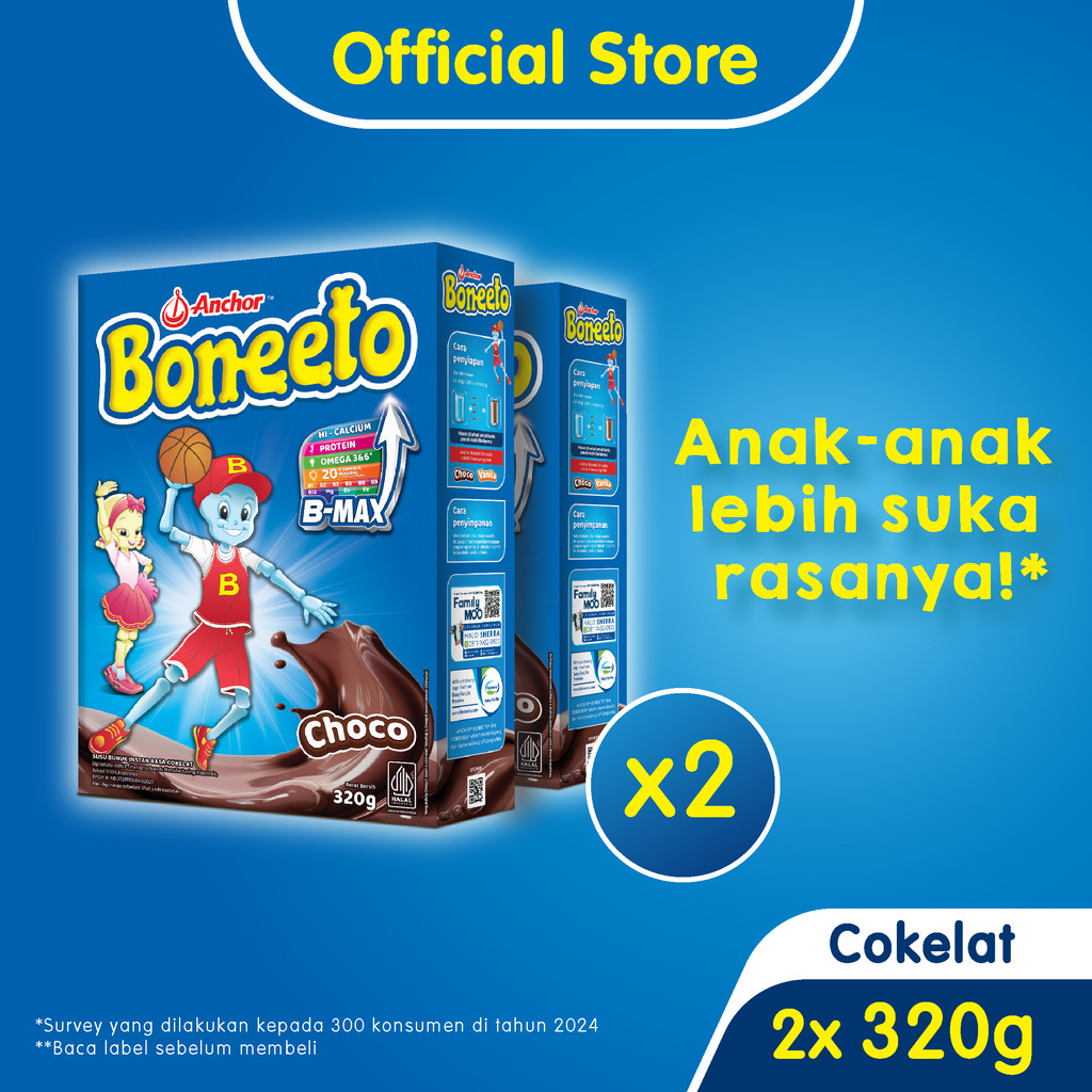 

Boneeto Susu Bubuk Anak Sekolah Yummy Choco 2 x 320g - Nutrisi Pertumbuhan Anak untuk Daya Pikir dan Tubuh Aktif