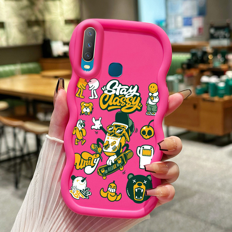 Casing Hp Untuk VIVO Y12 Y12i Y15 Y17 Y3 Y3s 2020 Case Casing HP Kesing tas Emoji penutup pelindung 