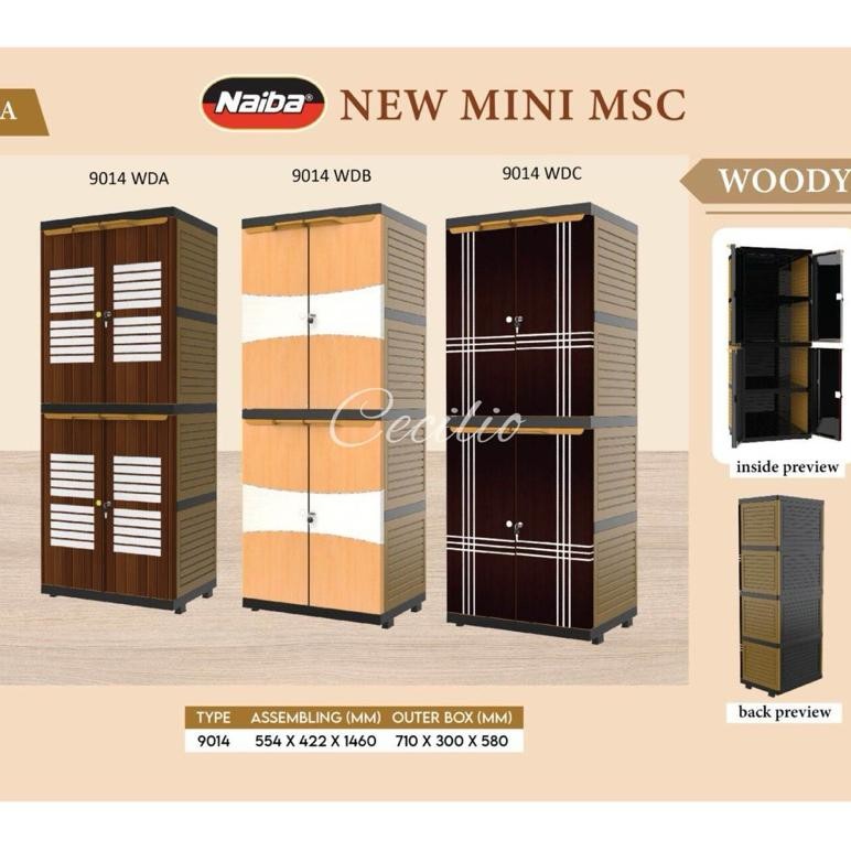 NAIBA Lemari Mini MSC Karakter Lisence dan Generic Lemari Pakaian Plastik Naiba 9004/9164/9014