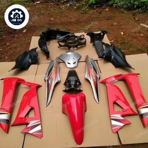Promo Cover Full Body Motor Supra Fit New Fit X/S/Z Merah Silver+Striping
