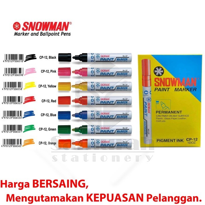 

Spidol Paint Marker Snowman Warna Putih / Permanent Emas Gold Silver