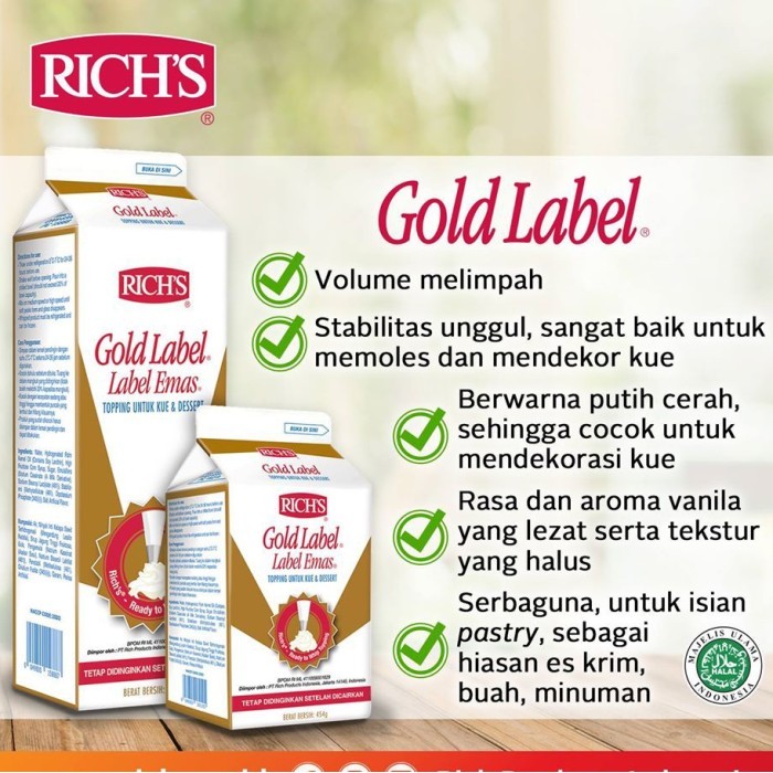 

Whipped Cream Richs / Gold Label Emas Richs 907 Gr / Gold Label Cream