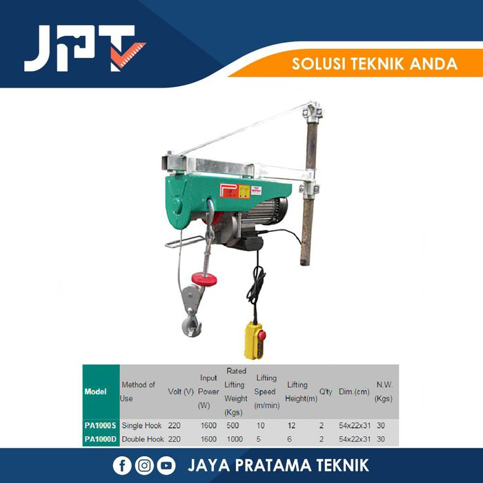 Katrol Elektrik (Electric Hoist) PA-1000 A Merk Wipro