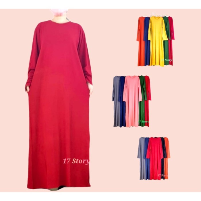 Gamis Basic Wanita Premium Bahan Kaos Import Kekinian 4008