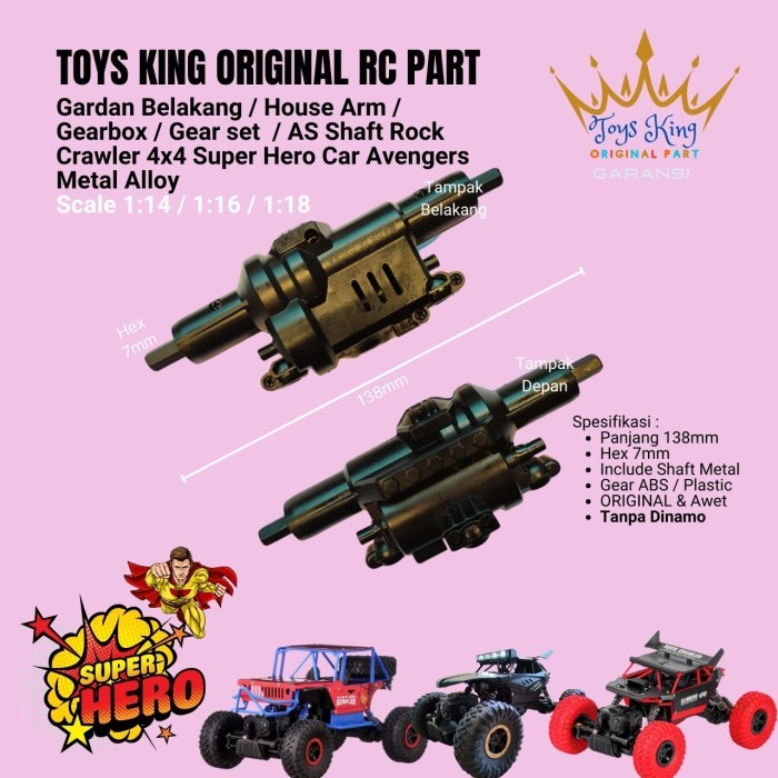 Gardan Belakang RC Rock Crawler 4WD 1:14 - 1:18 Part Gear box Arm As