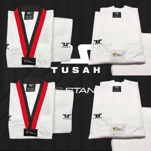 100% original TUSAH Seragam Taekwondo DOBOK TUSAH baju Taekwondo V neck