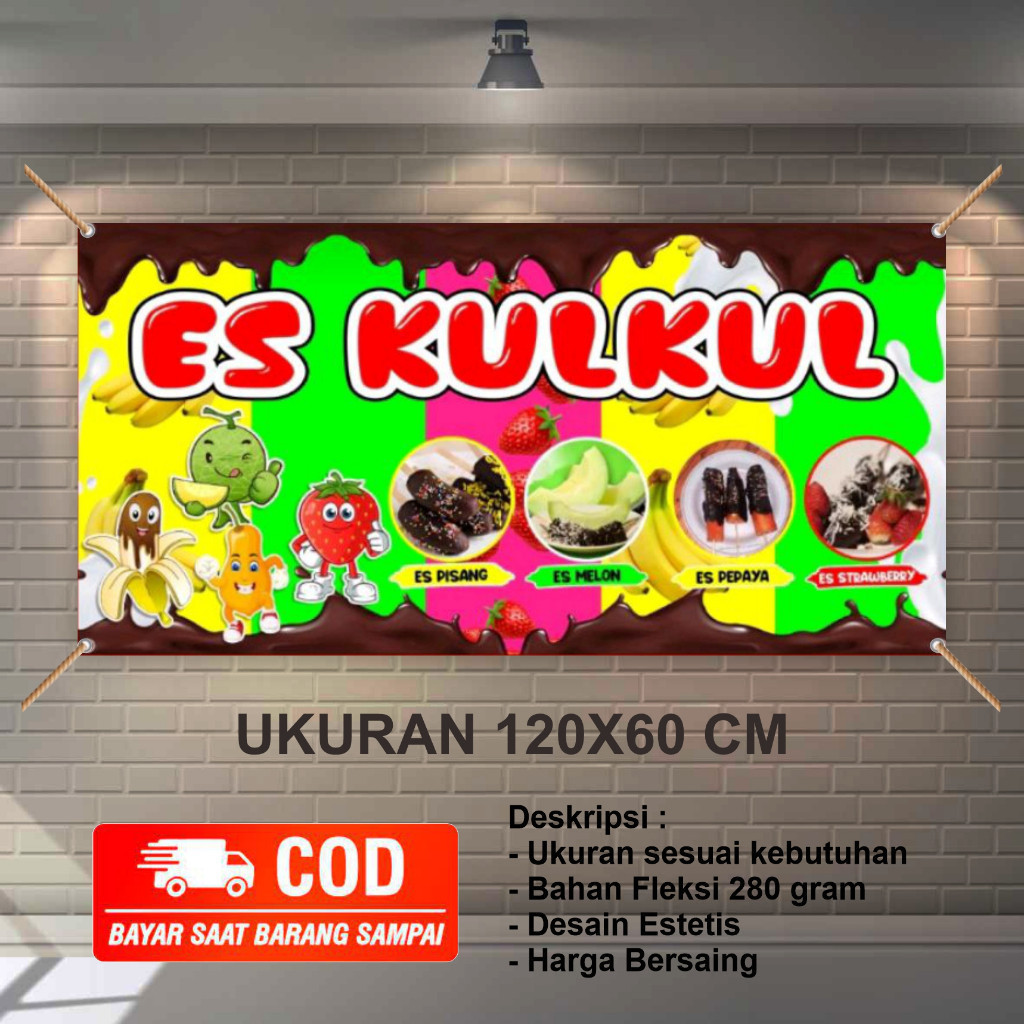 Spanduk Es Kul Kul Murah | Banner Es Kul Kul Kekinian Free Desain COD
