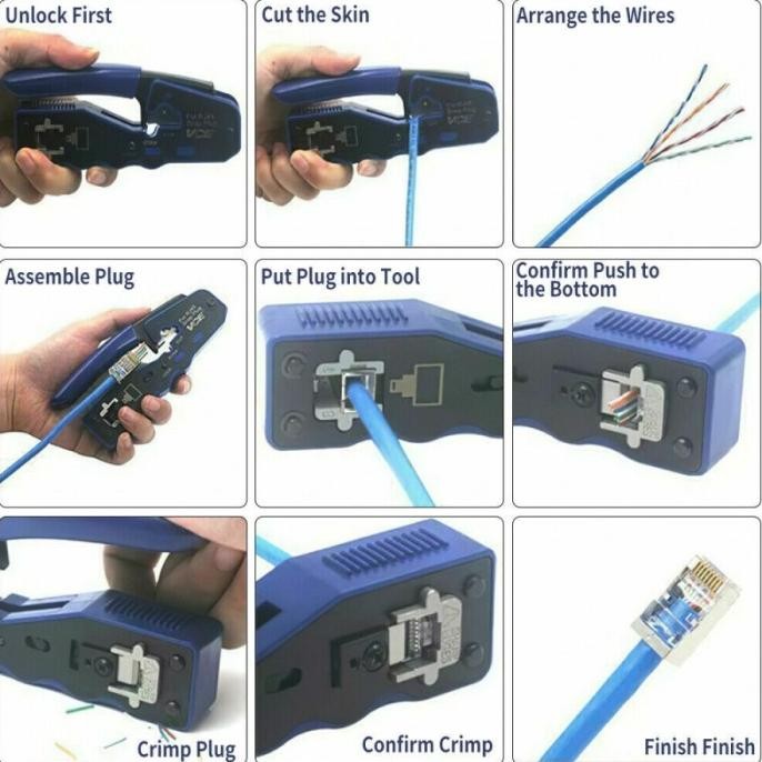 Promo Crimping tool RJ45 Tang Krimping RJ45 Cat 5/6/7 Anti gagal GT-350 COD