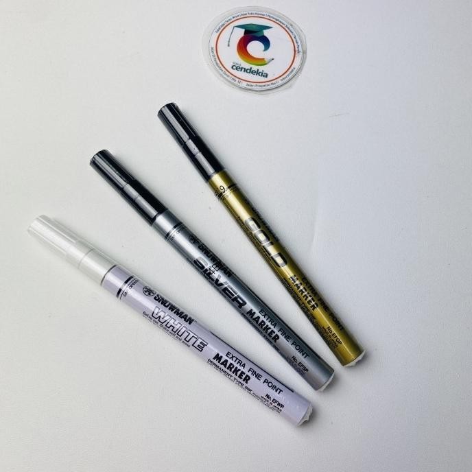 

```````] Spidol Snowman Permanent EXTRA FINE Emas Gold Putih White Silver