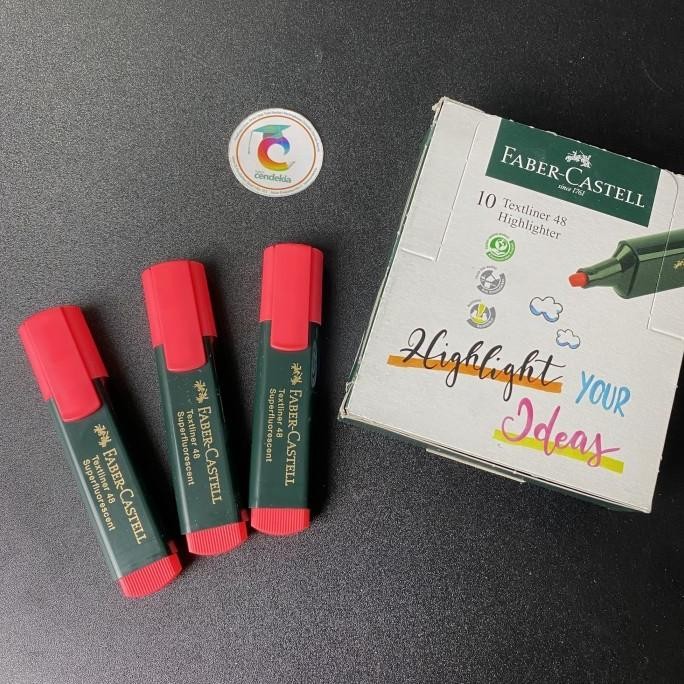 

!!!!!!] Highlighter / Textliner 48 / Stabilo Faber Castell Red / Merah