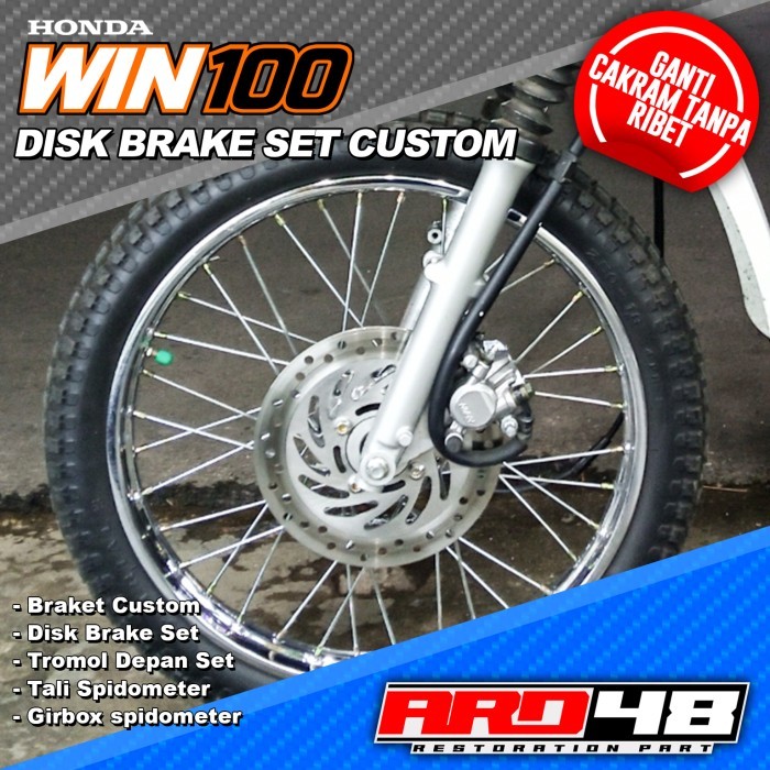PROMO honda win100 paket rem depan cakram custom win 100 detail sangat rapi