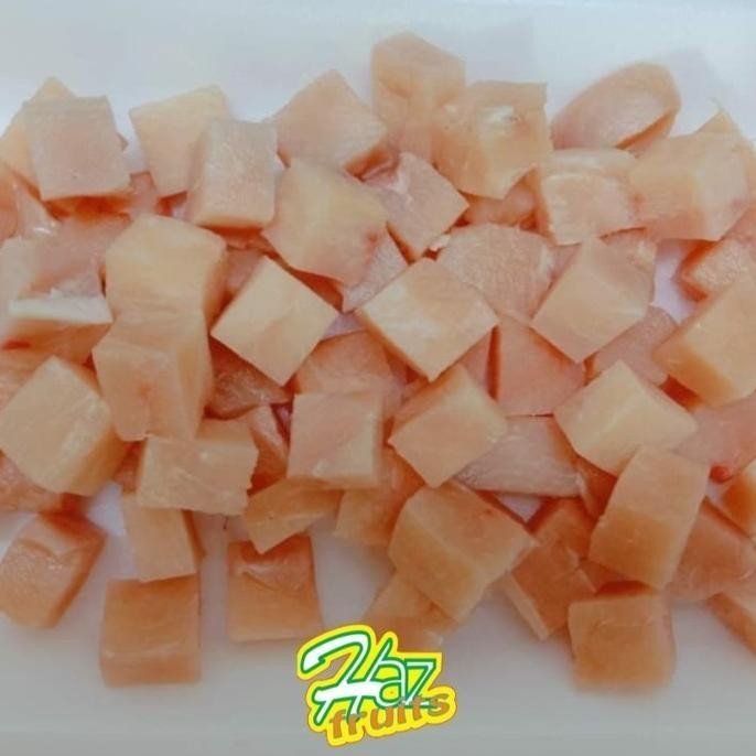 

CHICKEN SAIKORO CUBES STEAK DAGING FILET AYAM BONELESS CUBE 500 GRAM