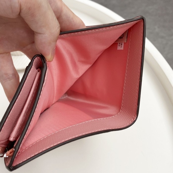 [ORIGINAL] COACH MEDIUM CORNER ZIP WALLET IN SIGNATURE PINK WALLET