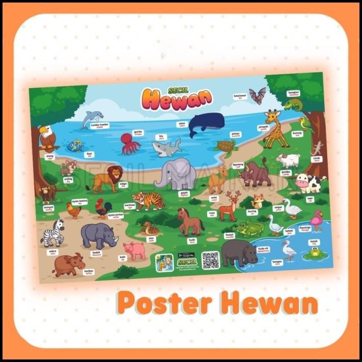 Poster Belajar Mengenal Hewan / Poster Hewan Fauna Untuk Anak Sd Tk