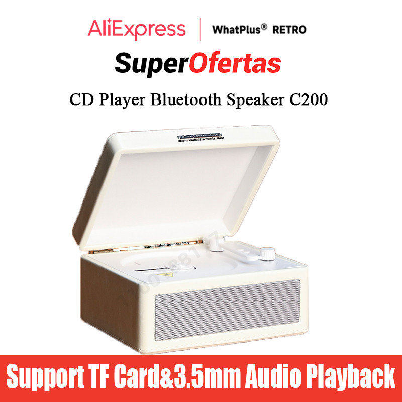 WhatPlus CD Player Bluetooth Speaker C200 Player Retro