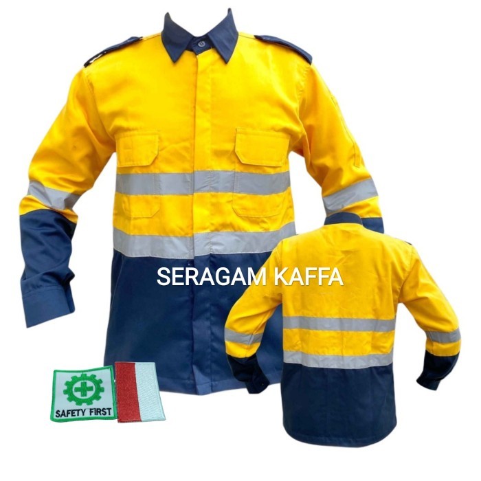 COD Wearpack Safety Seragam Kerja Baju kombi Lengan Panjang Kuning