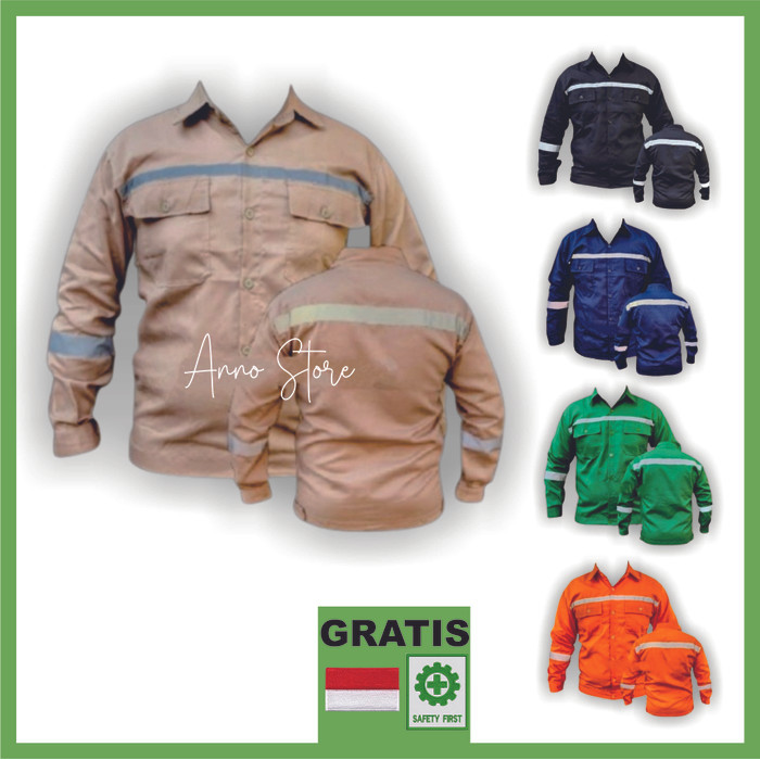 BAJU SAFETY K3 PROYEK LENGAN PANJANG SERAGAM KEMEJA WEARPACK SAFETY K3