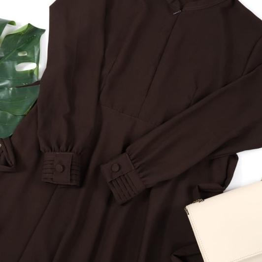 gamis polos coklat tua-gamis syari polos coklat tua premium-gamis herm Terlaris