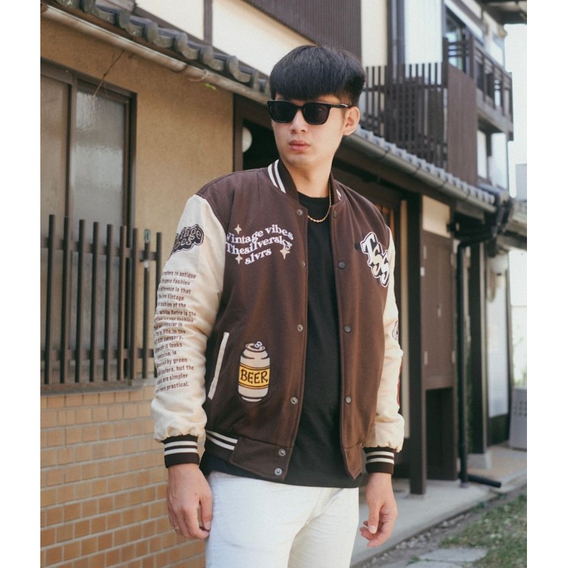 Thesilversky Vintage Varsity Brown Jacket Premium