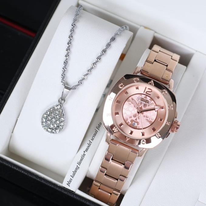 Jam tangan wanita coach plus kalung liontin mewah Terlaris